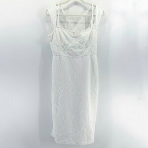 Anthropologie White Textured Knit Midi Corset Dress Large Petite